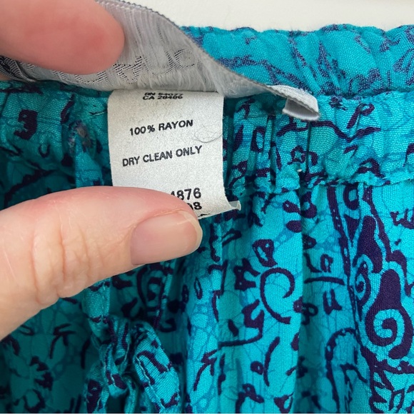 Vintage Carol Anderson Blue Rayon 2 Piece Set Wide Leg Pant Sleeveless Medium - Picture 9 of 10